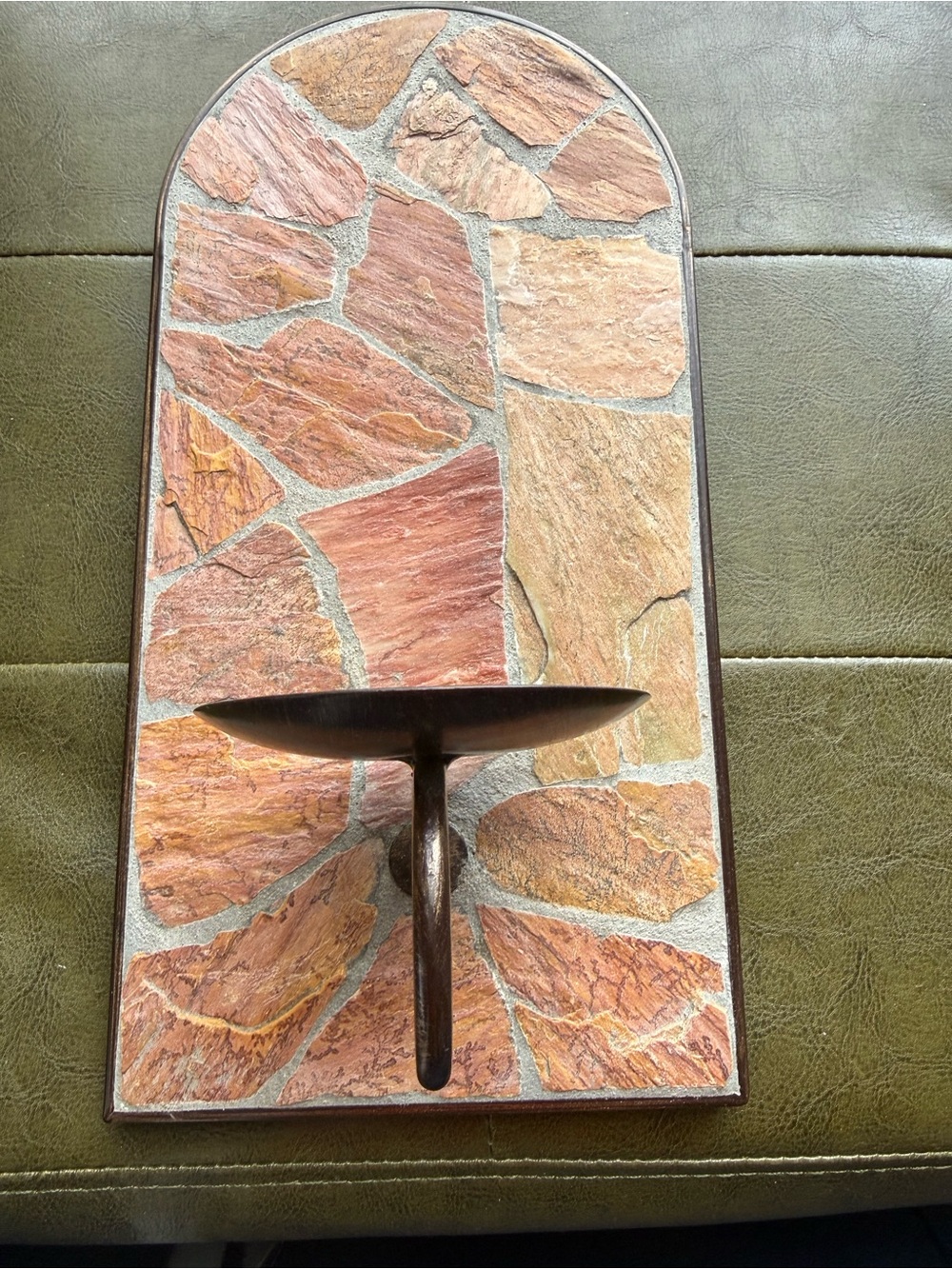Pier 1 Arched Flagstone Mosaic Candle Wall Sconce Vintage